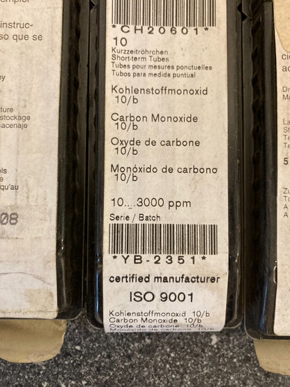 Lot of 5 x 10 Dräger Carbon Monoxide test tubes - Never used, but ALL EXPIRED!