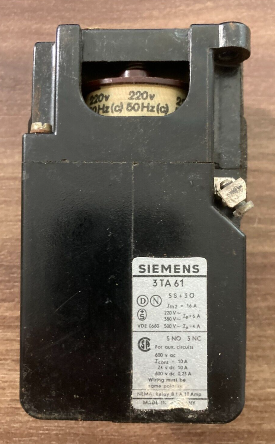 Vintage Siemens 3TA61 Industrial Electrical Contactor Relay - Made in Germany
