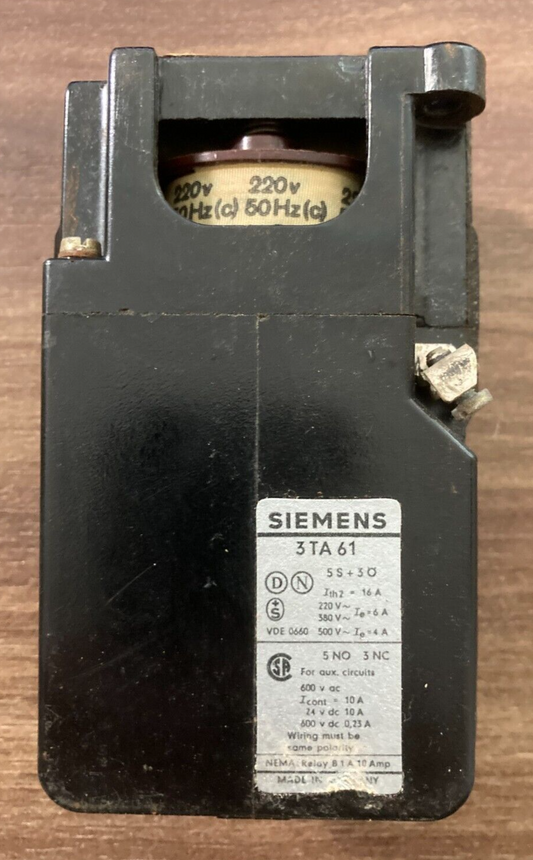 Vintage Siemens 3TA61 Industrial Electrical Contactor Relay - Made in Germany