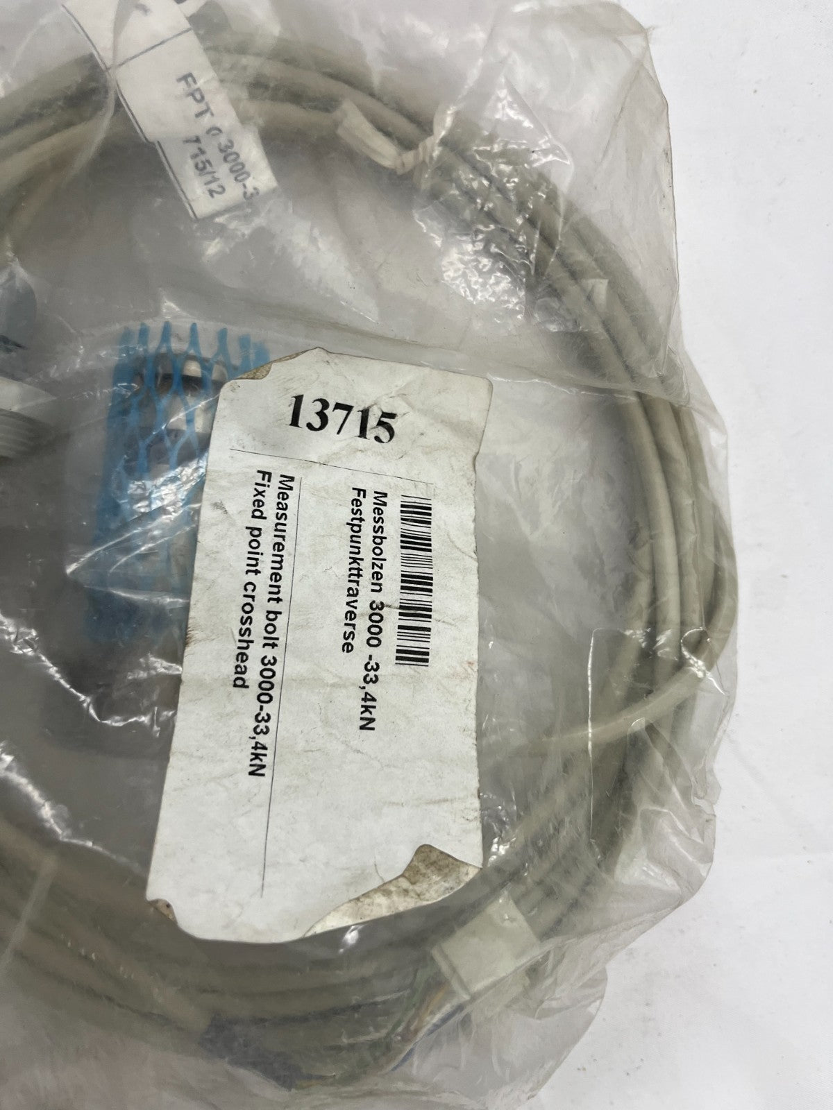 FPT GM 30004 Measurement Bolt Load Cell 33.4kN, 1.4mV/V, 25/68mm, New Sealed