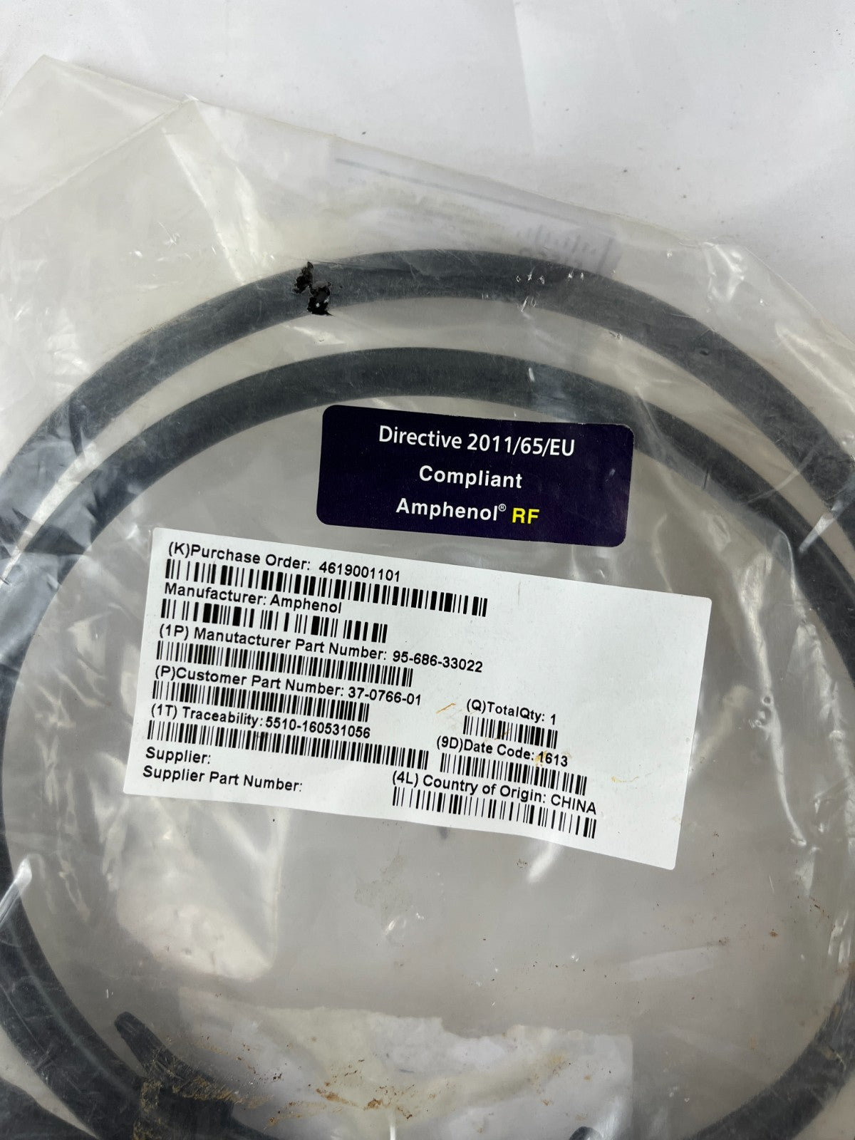 Amphenol RF 95-686-33022 Coaxial Cable Assembly 37-0766-01 New Spare Unit
