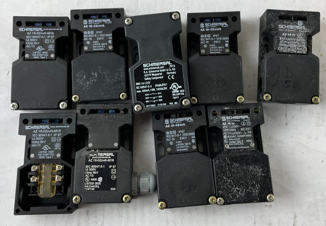 Schmersal AZ16 Safety Interlock Switch Lot 9pcs AZ16-02zvrk M16 IP67 Used Spares