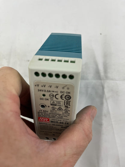 New Mean Well MDR-60-24 DIN Rail Power Supply 24V 2.5A 60W Sealed Box