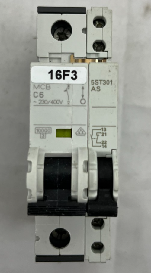 Siemens 5ST3010 Auxiliary Circuit Switch + MCB C6 230/400V, 6A, Used Tested