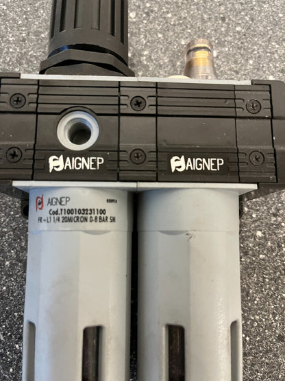Aignep Pneumatic Filter Regulator Assembly, Cod. T100103231100, 1/4" NPT 0-8 Bar