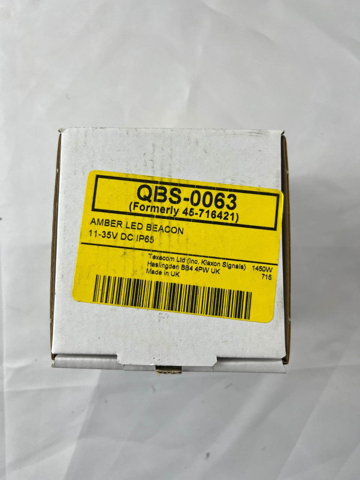 Klaxon QBS-0063 Amber LED Beacon NEW 11-35V DC IP65 Flashguard Warning Light UK