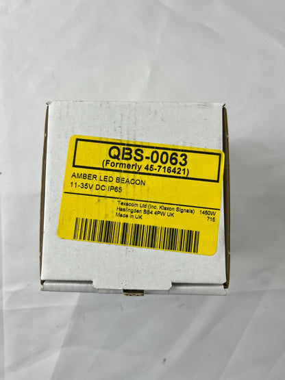 Klaxon QBS-0063 Amber LED Beacon NEW 11-35V DC IP65 Flashguard Warning Light UK