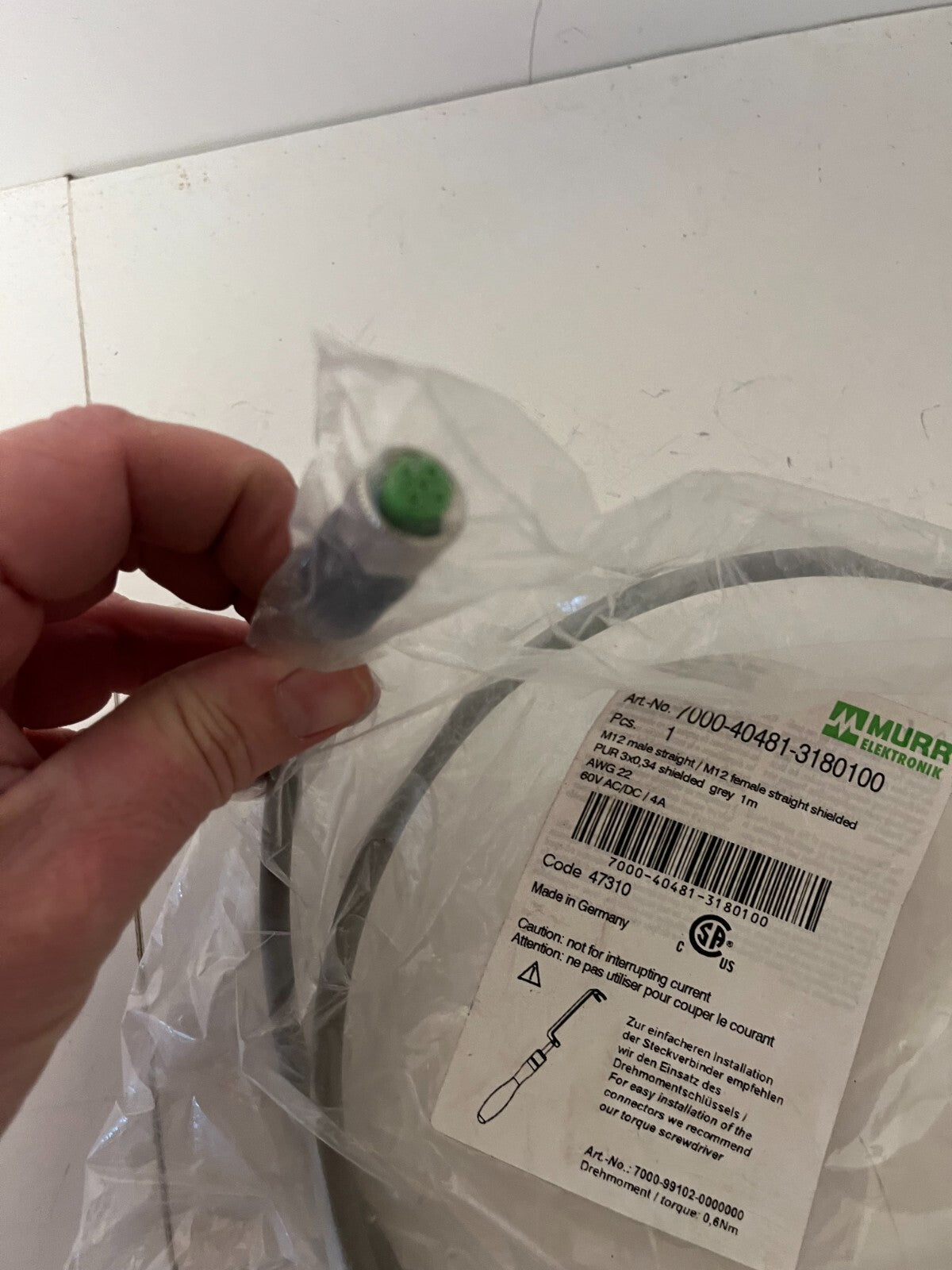 Murrelektronik 7000-40481-3180100 M12 Shielded Cable 1m Male/Female New