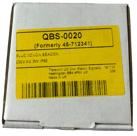 Klaxon QBS‑0020 Flashguard Blue Xenon Beacon 230V AC 3W IP65 Surface Mount New