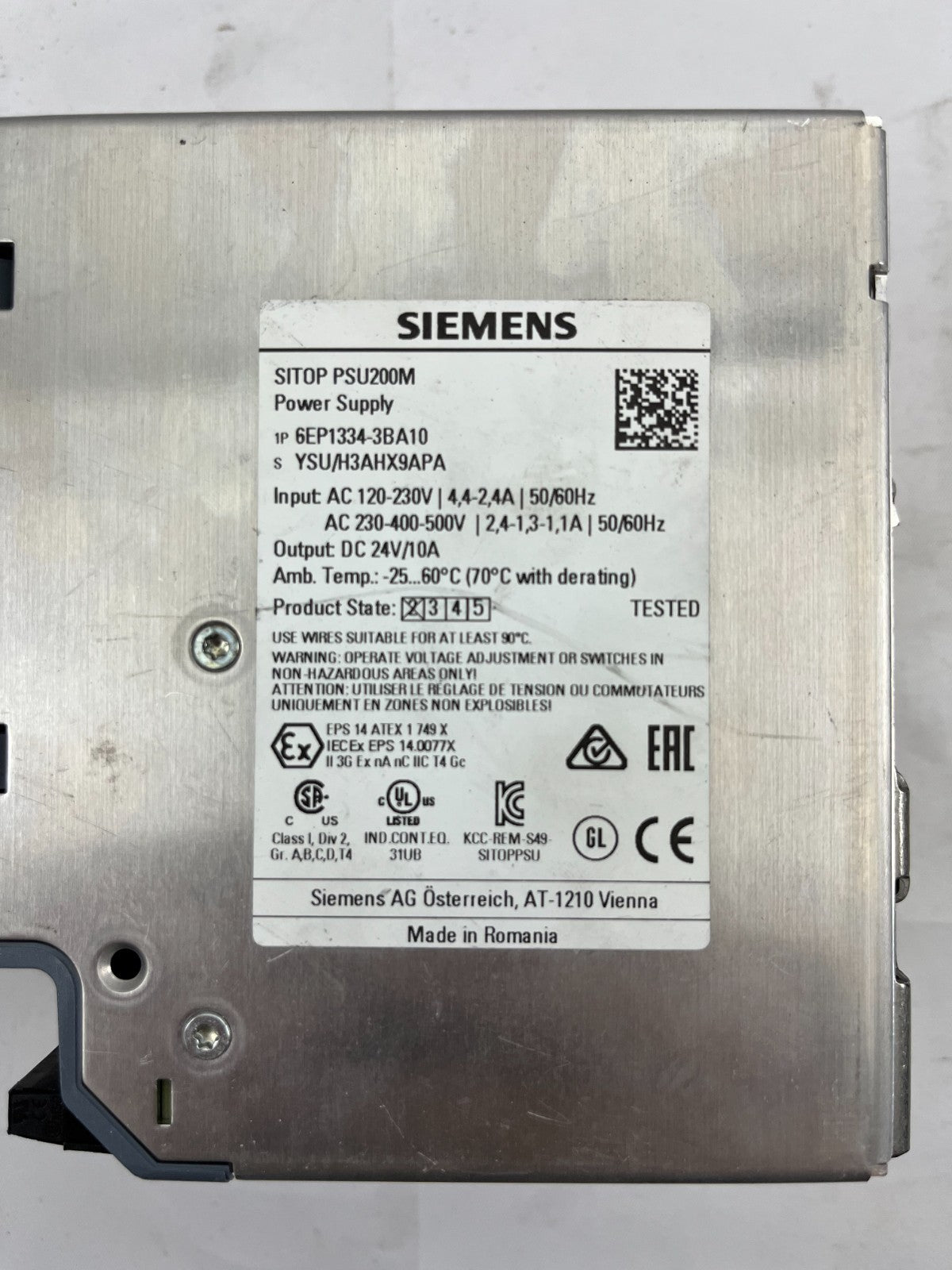 Siemens SITOP PSU200M Power Supply 6EP1334-3BA10 | 24V 10A Modular DIN Rail Used