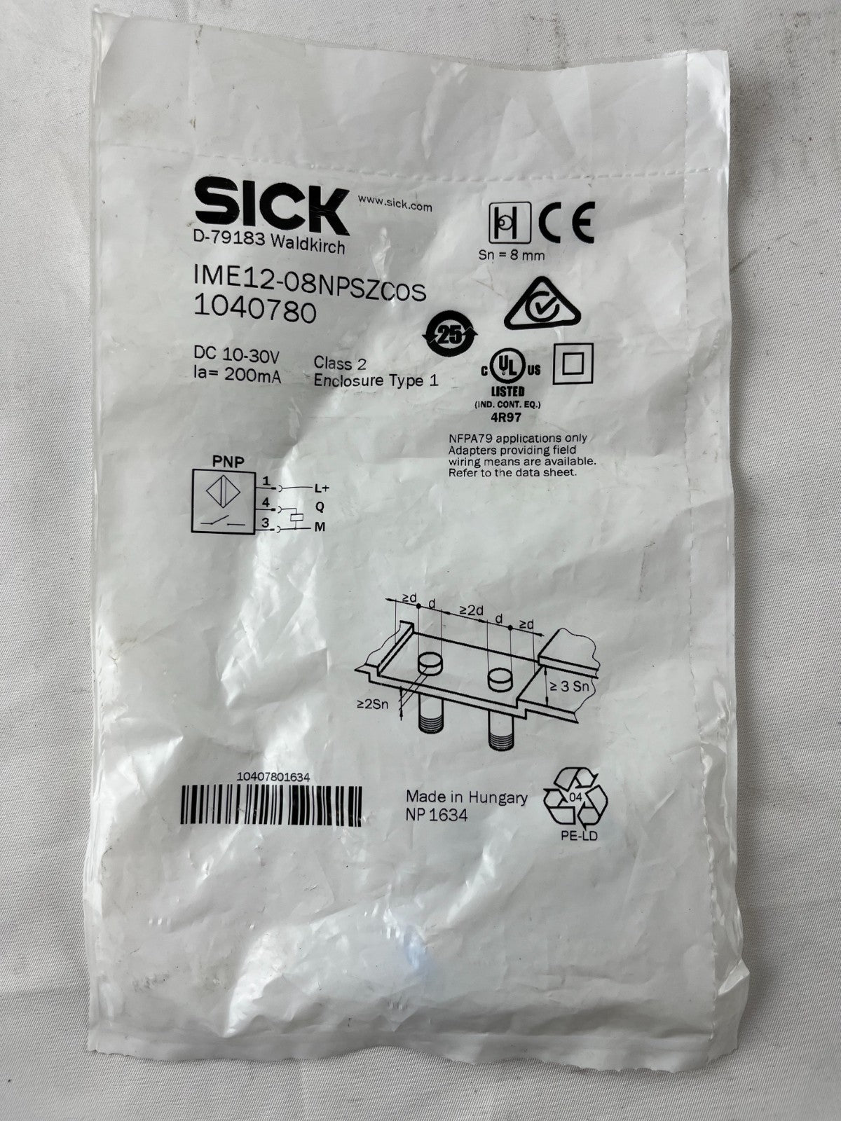 SICK IME12-08NPSZC0S Proximity Sensor NEW 8mm M12 PNP Inductive 1040780 Sealed