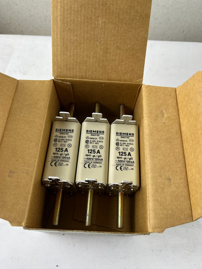 Siemens 3NA3 132 NH1 Fuse 125A 500V gL/gG LV HRC 3NA3132 – Box of 3x New