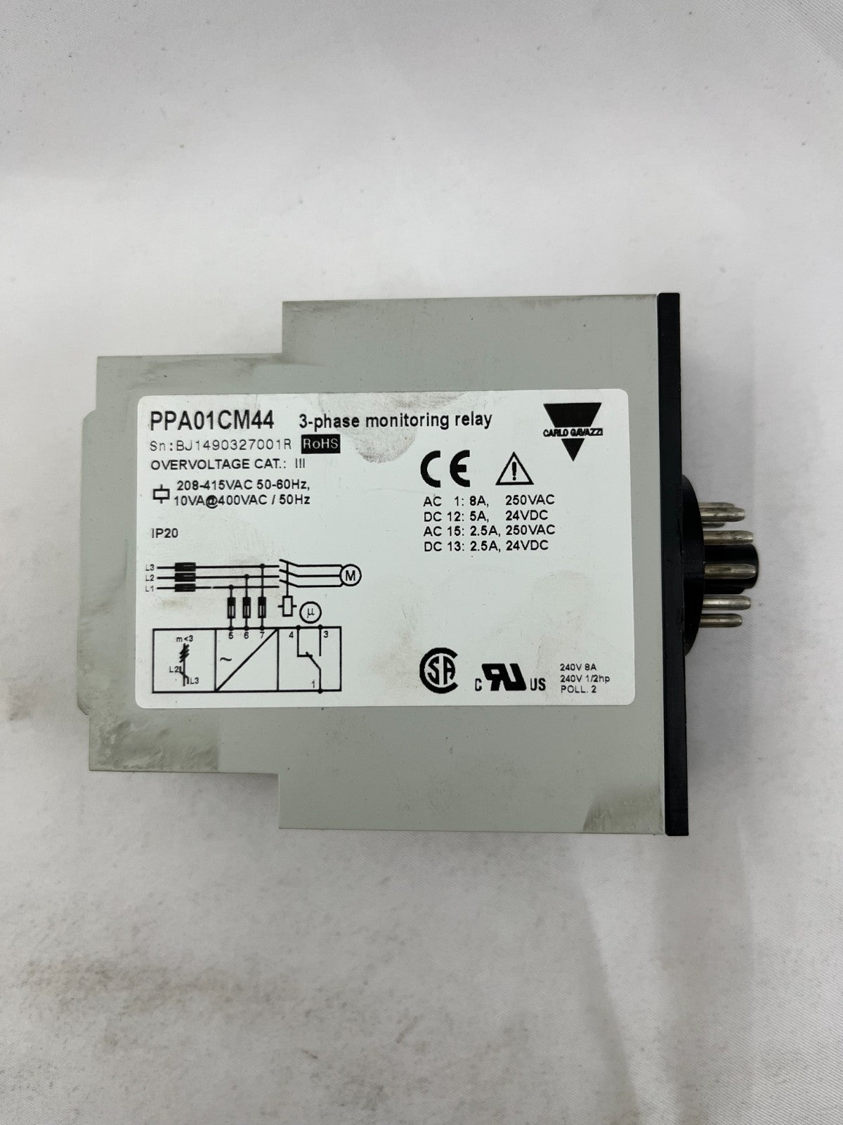 Carlo Gavazzi PPA01CM44 3-Phase Monitoring Relay SPDT 208-415VAC New in Box