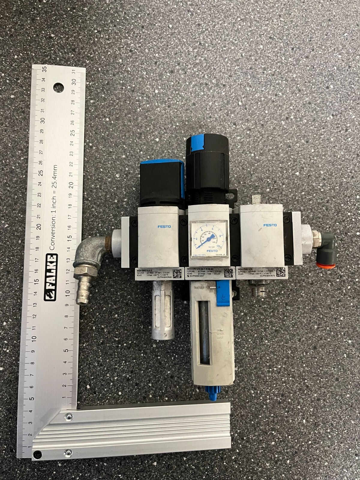 FESTO MS4 Pneumatic Filter Regulator Unit Gauge MS4-LFR-1/4-D6-C-R-M-AS