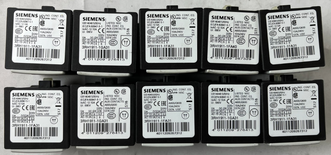 Siemens 3RH1911 Aux Contact Block 10A 240V IEC Used Lot 10 Mixed Models Spares