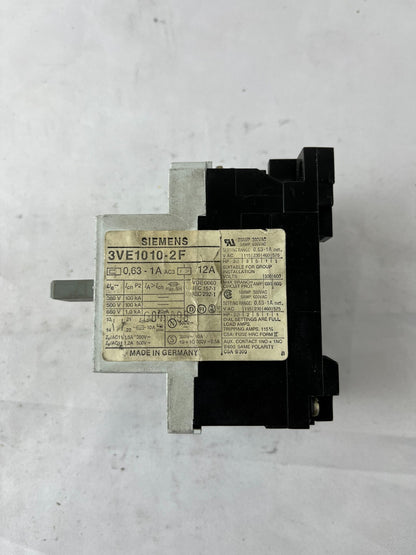 Siemens 3VE1010-2F Motor Protection Circuit Breaker 0.63–1A 3‑Pole Used Spare