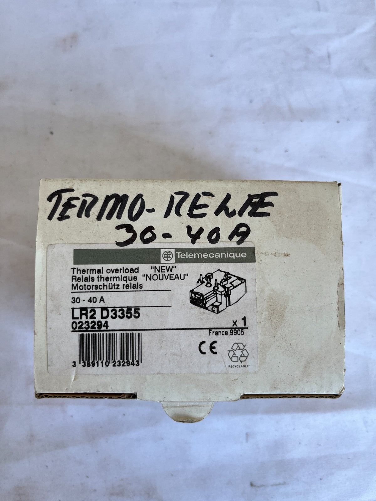 Telemecanique LR2 D3355 Thermal Overload Relay 30-40A New Spare Unit