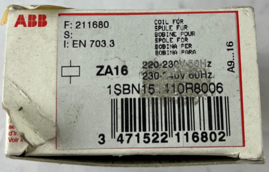 ABB ZA16 1SBN151410R8006 Contactor Coil 220–230 V 50 Hz / 230–240 V 60 Hz A9–A16
