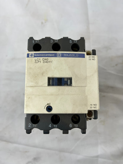 Telemecanique LC1D40 Contactor 60A 3-Pole Motor Contactor LC1 D40 Used Spare