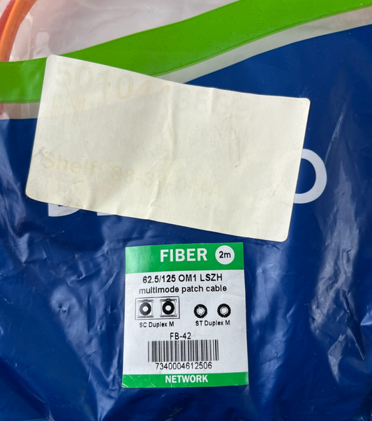 62.5/125 OM1 Fiber Patch Cable 2m SC Duplex to ST Duplex LSZH New Spare Part