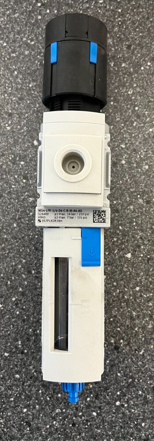 Festo MS4-LFR-1/8-D6-C-R-M-AS Filter Regulator Unit, 1/8" Port Size, 14 bar/210