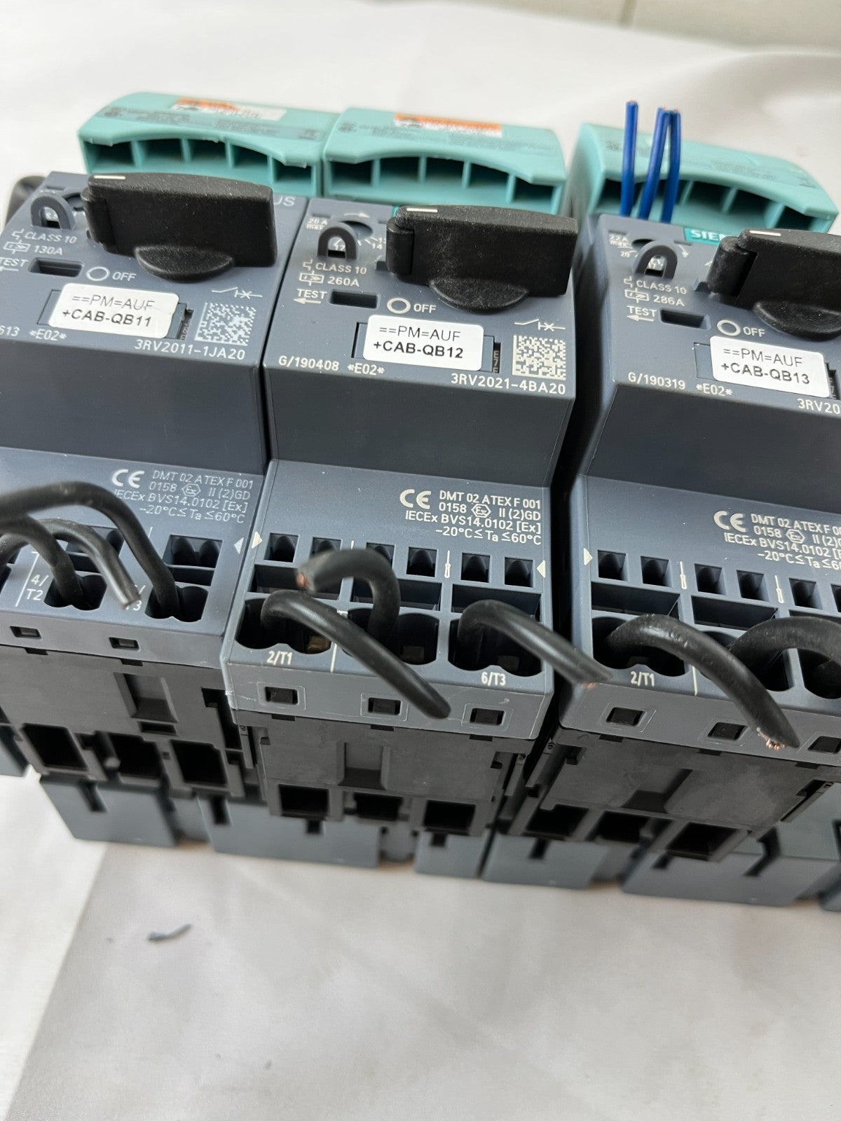 Lot of 3x Siemens Sirius 3RV2021 Motor Protection Breakers 3RV2011-1JA20 Used