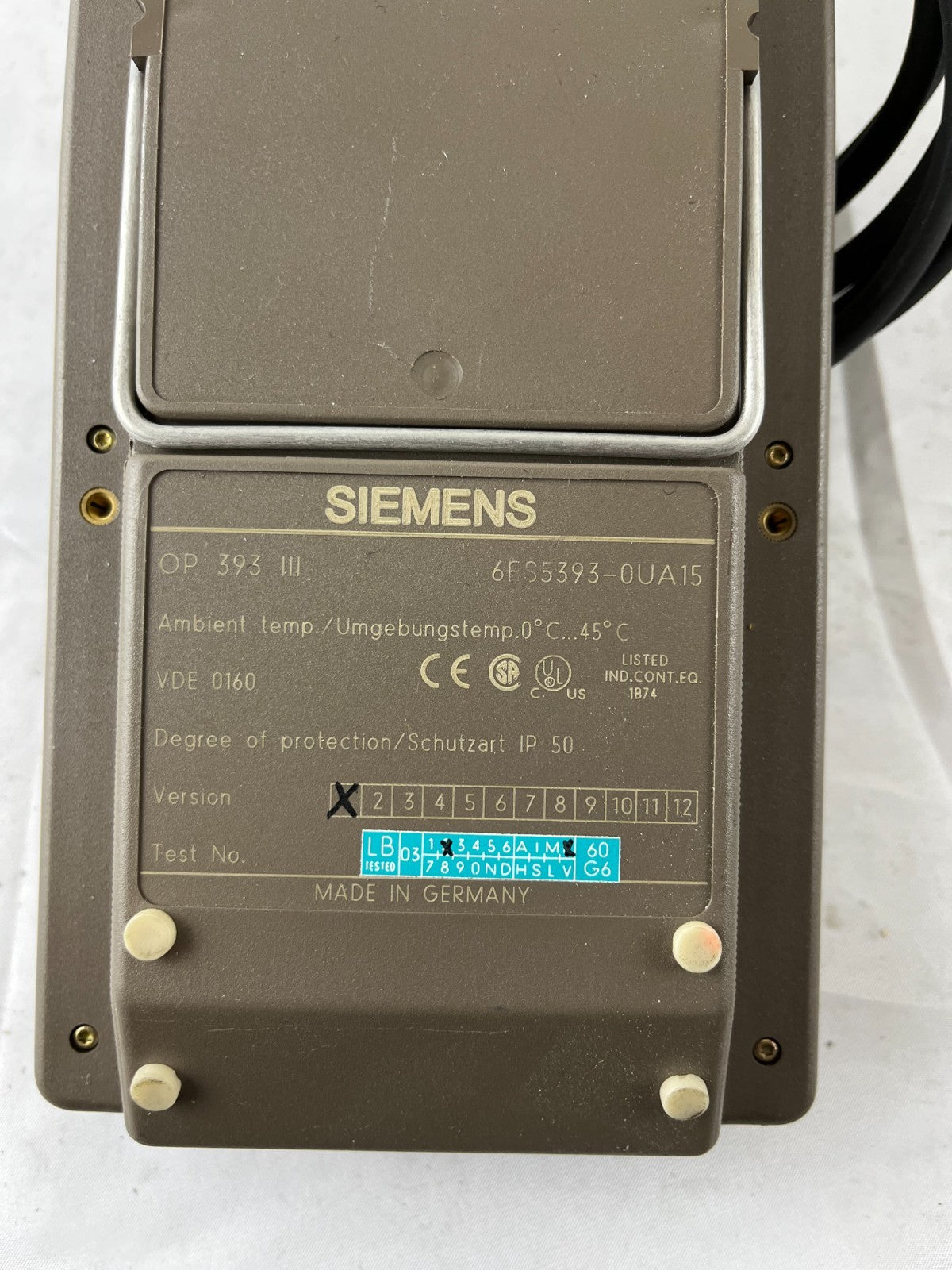 Siemens OP 393‑III Handheld Operator Panel 6ES5393‑0UA15 Used Spare Part