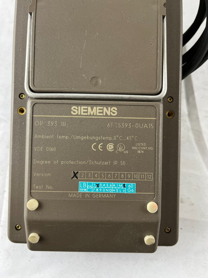 Siemens OP 393‑III Handheld Operator Panel 6ES5393‑0UA15 Used Spare Part