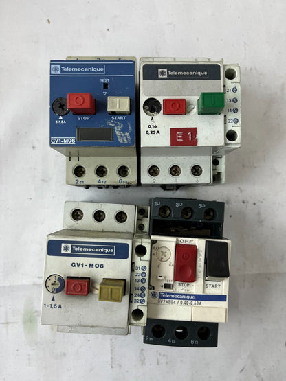 Telemecanique GV1-M06 GV2ME04 Motor Starter 0.16-1.6A Used Lot 4pcs Spares