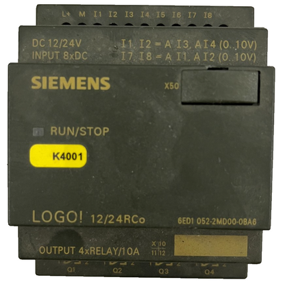 Siemens LOGO! 12/24RCo Logic Module 6ED1 052-2MD00-0BA6 | 8DI/4Relay DO | 12–24V