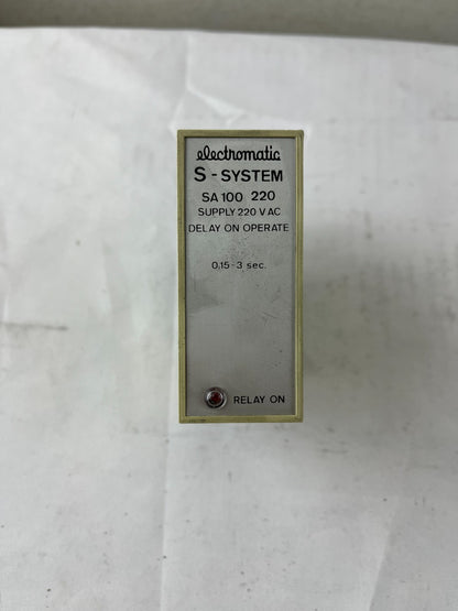 Electromatic SA100 220 Time Delay Relay 220V AC 0.15-3 Sec Delay On Operate