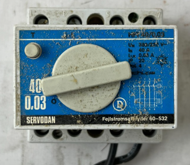 Servodan HPFI 40A 0.03A Residual Current Relay 4‑Pole Made in West Germany Used