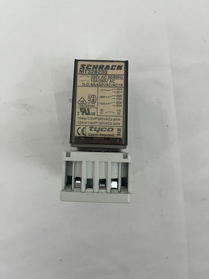 Schrack MT328230 Multimode Relay 230V AC 10A w/ Carlo Gavazzi ZPD11 DIN Base