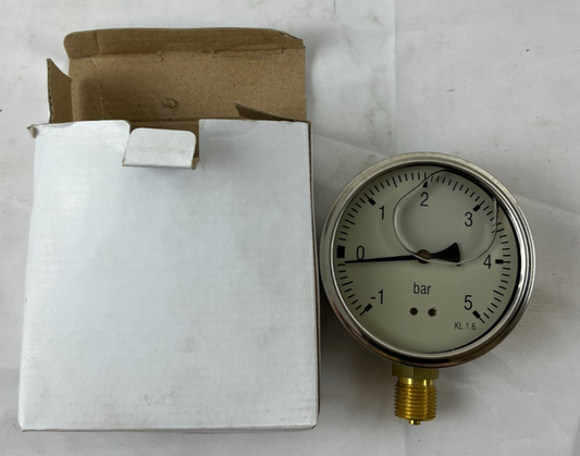 Pressure Gauge P1555L -1 To +5 Bar 4in Dial 1/2 BSP LM New In Box Spare Unit