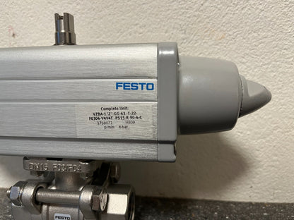 Festo VZBA-1/2"-GG-63-T-22 Pneumatic Ball Valve Actuator Assembly, Stainless