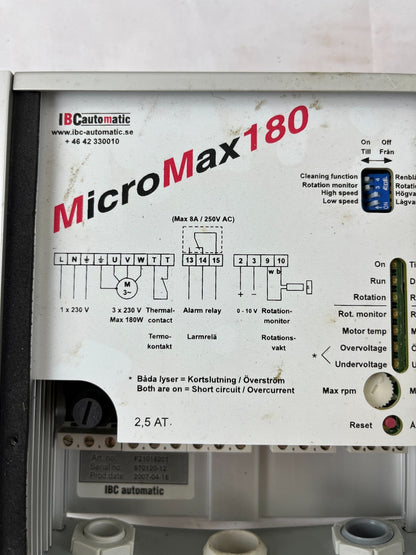 IBC Automatic MicroMax180 F21018201 Motor Controller 3x230V 180W Used Spare