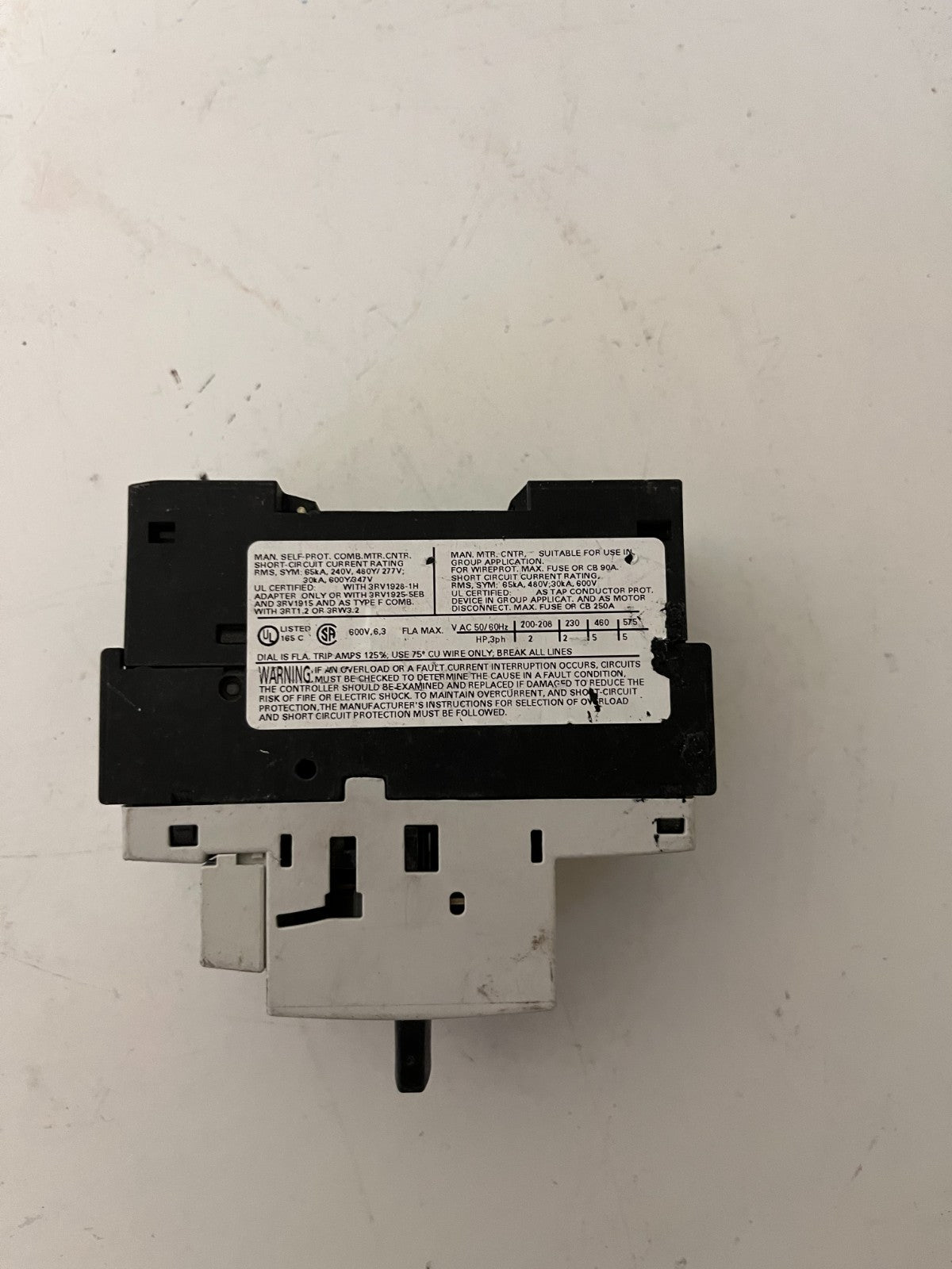 Siemens 3RV1021-1GA15 SIRIUS Motor Starter Protector 4.5–6.3A Used Spare Part