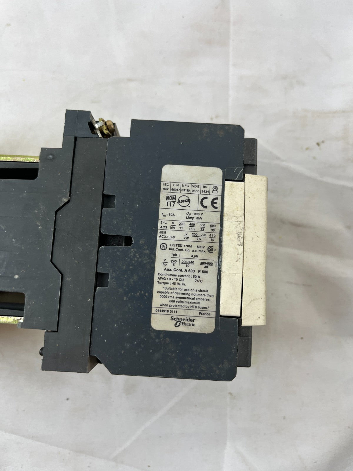 Telemecanique LC1D40 Contactor 60A 3-Pole Motor Contactor LC1 D40 Used Spare