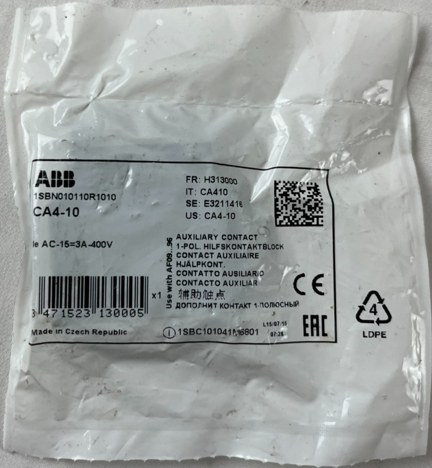 ABB CA4-10 Auxiliary Contact Block 1SBN010110R1010 1NO+1NC New Sealed Unit