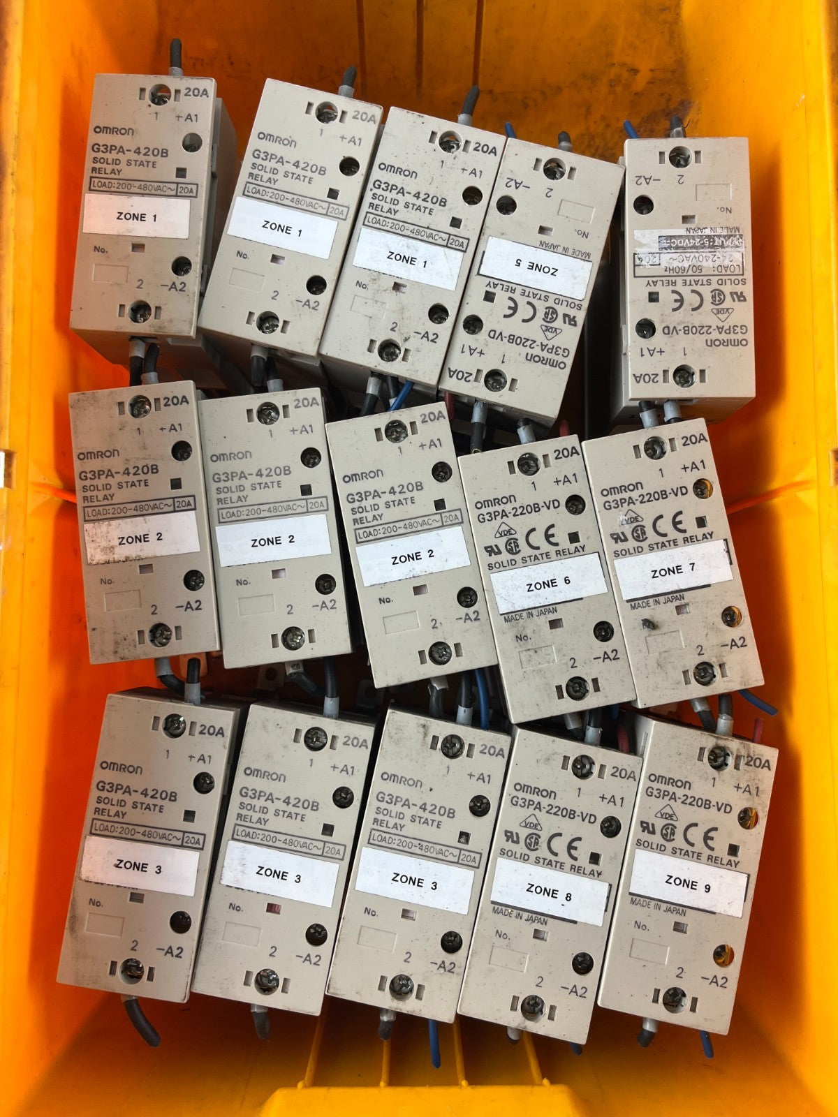 Lot of 15 Omron G3PA-420B G3PA-220B-VD Solid State Relays SSR 20A DIN Rail Used