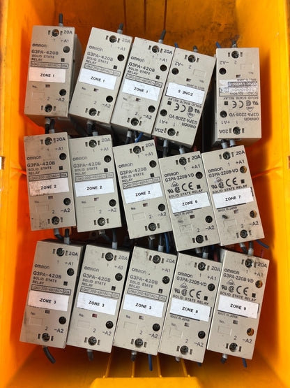 Lot of 15 Omron G3PA-420B G3PA-220B-VD Solid State Relays SSR 20A DIN Rail Used