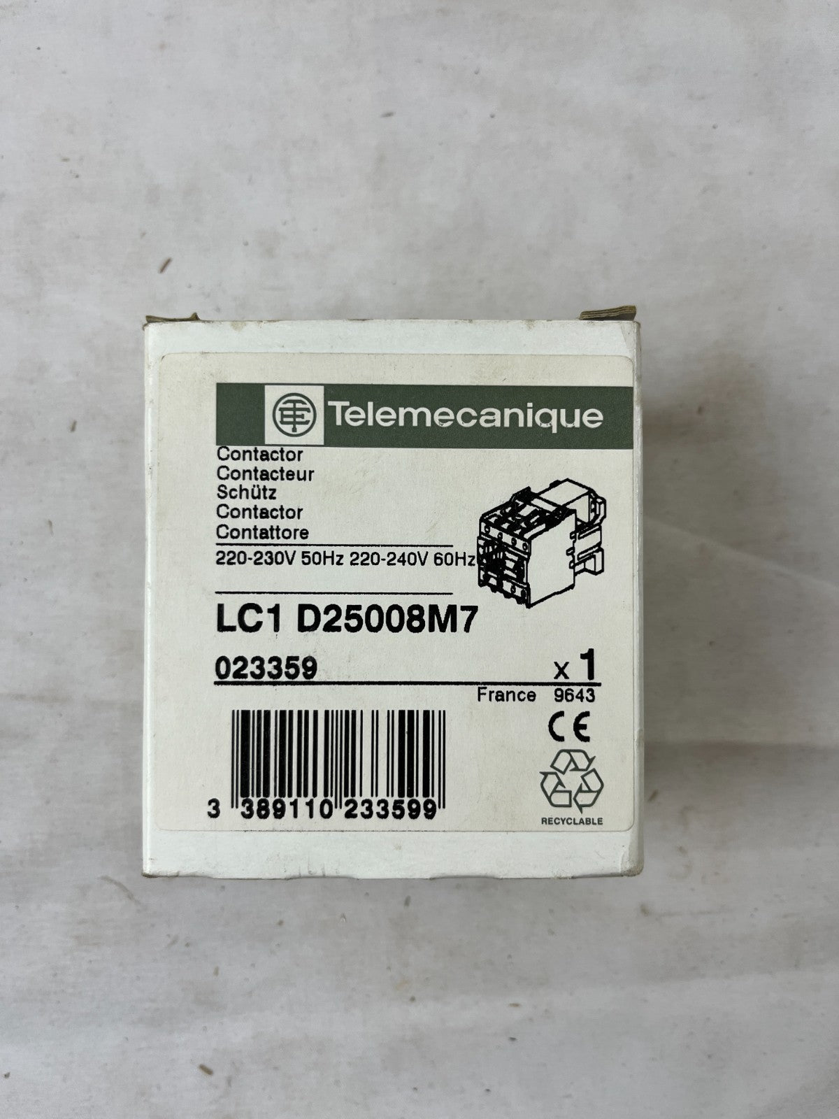 Telemecanique LC1D25008M7 Contactor 4-Pole 40A AC-1 2NO/2NC 220–240V AC Coil New