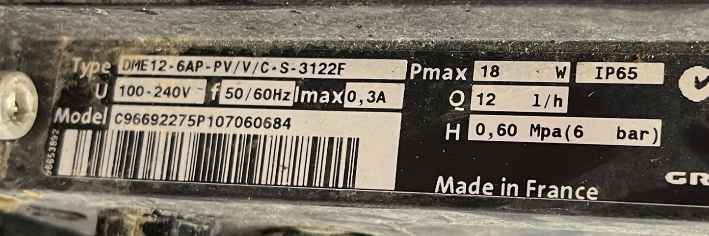 Grundfos DME12-6AP-PV/V/C-S-3122F Digital Dosing Pump C96692275P107060684 12l/h