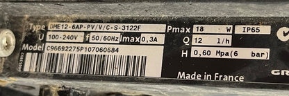 Grundfos DME12-6AP-PV/V/C-S-3122F Digital Dosing Pump C96692275P107060684 12l/h
