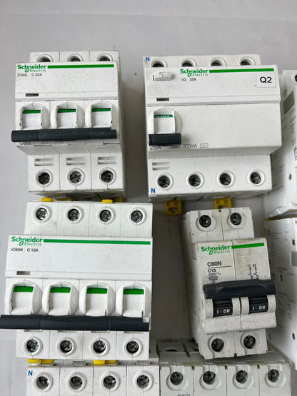 Schneider Electric iC60N Acti9 Breaker RCCB Lot C6 C10 C13 C32 C50 Used Spares