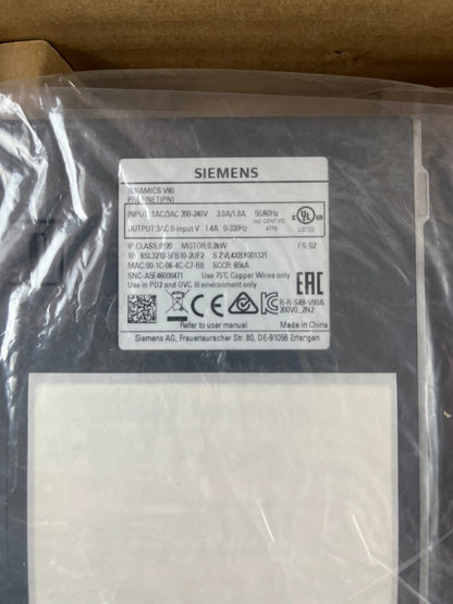 Siemens 6SL3210-5FB10-2UF2 Sinamics V90 Servo Drive 0.2 kW PROFINET New Boxed