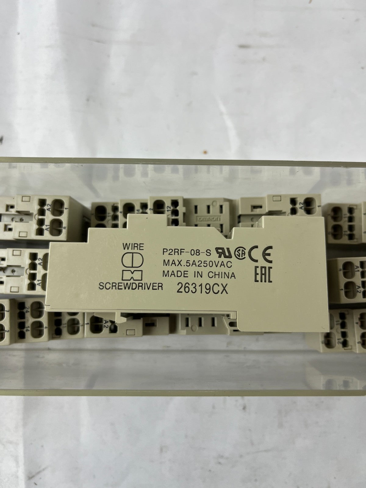 Omron P2RF-08-S Relay Socket 8‑Pin Screwless Clamp DIN Rail – Lot of 10 units