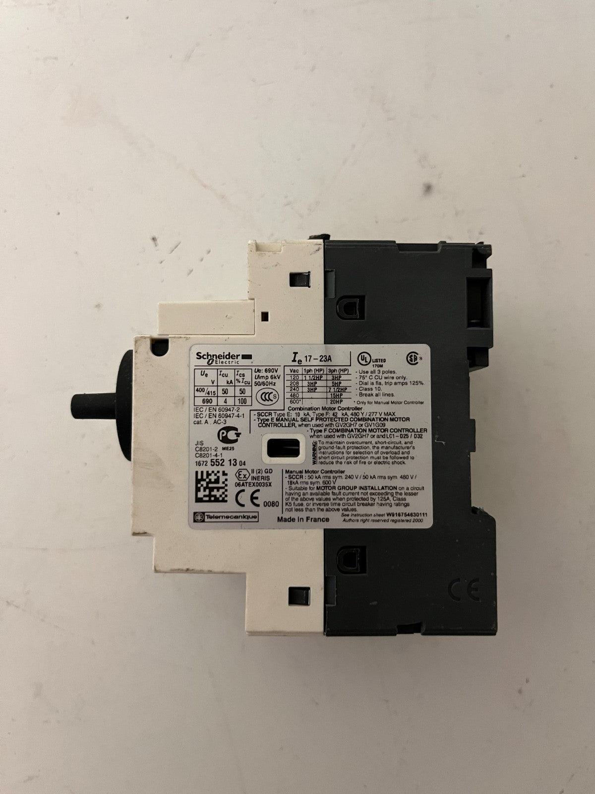 Schneider Electric GV2-P21 Motor Circuit Breaker 17–23A TeSys GV2 Manual Starter