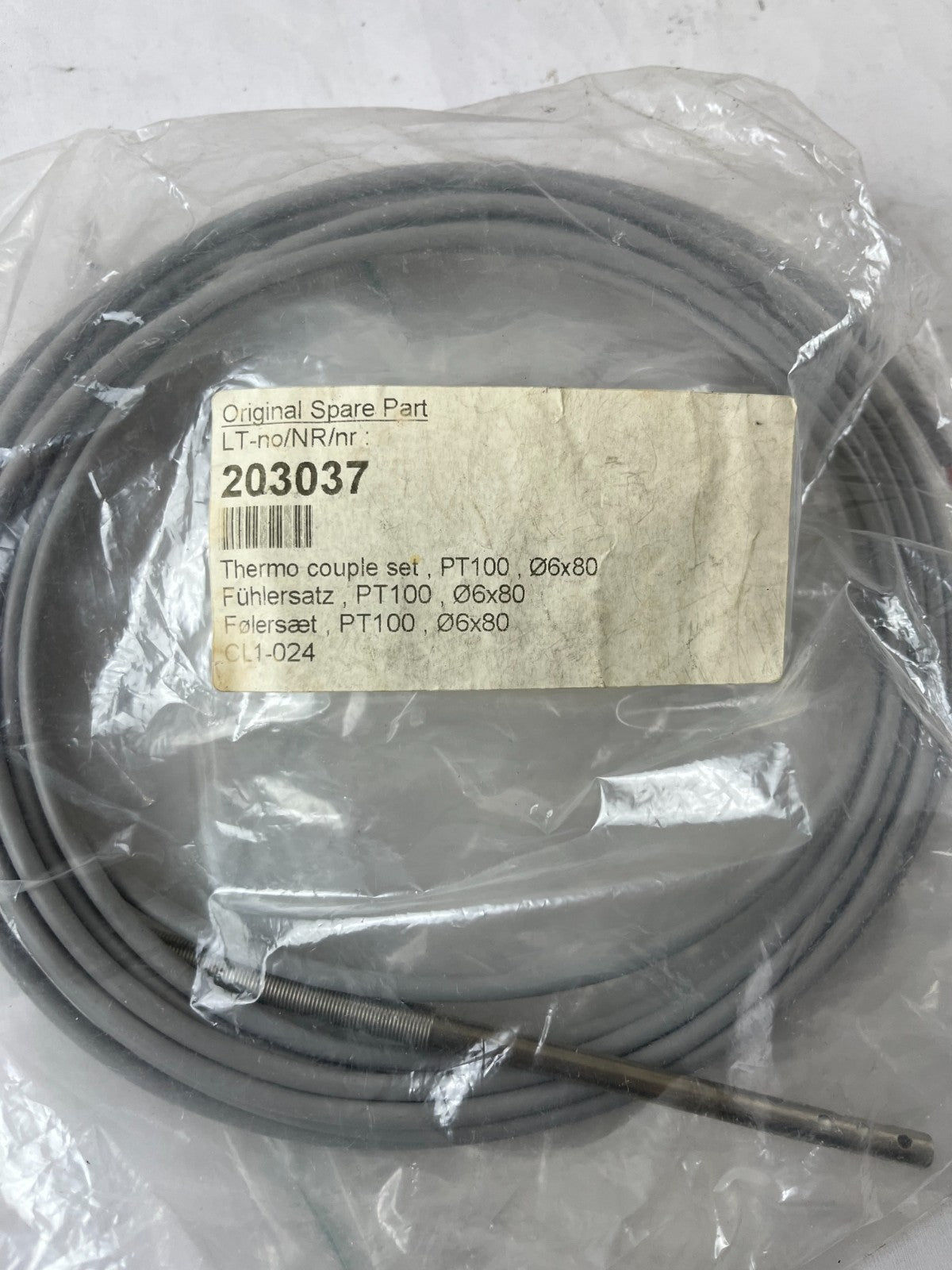 PT100 Temperature Sensor Probe Ø6x80mm 5m Cable Industrial RTD New Unit
