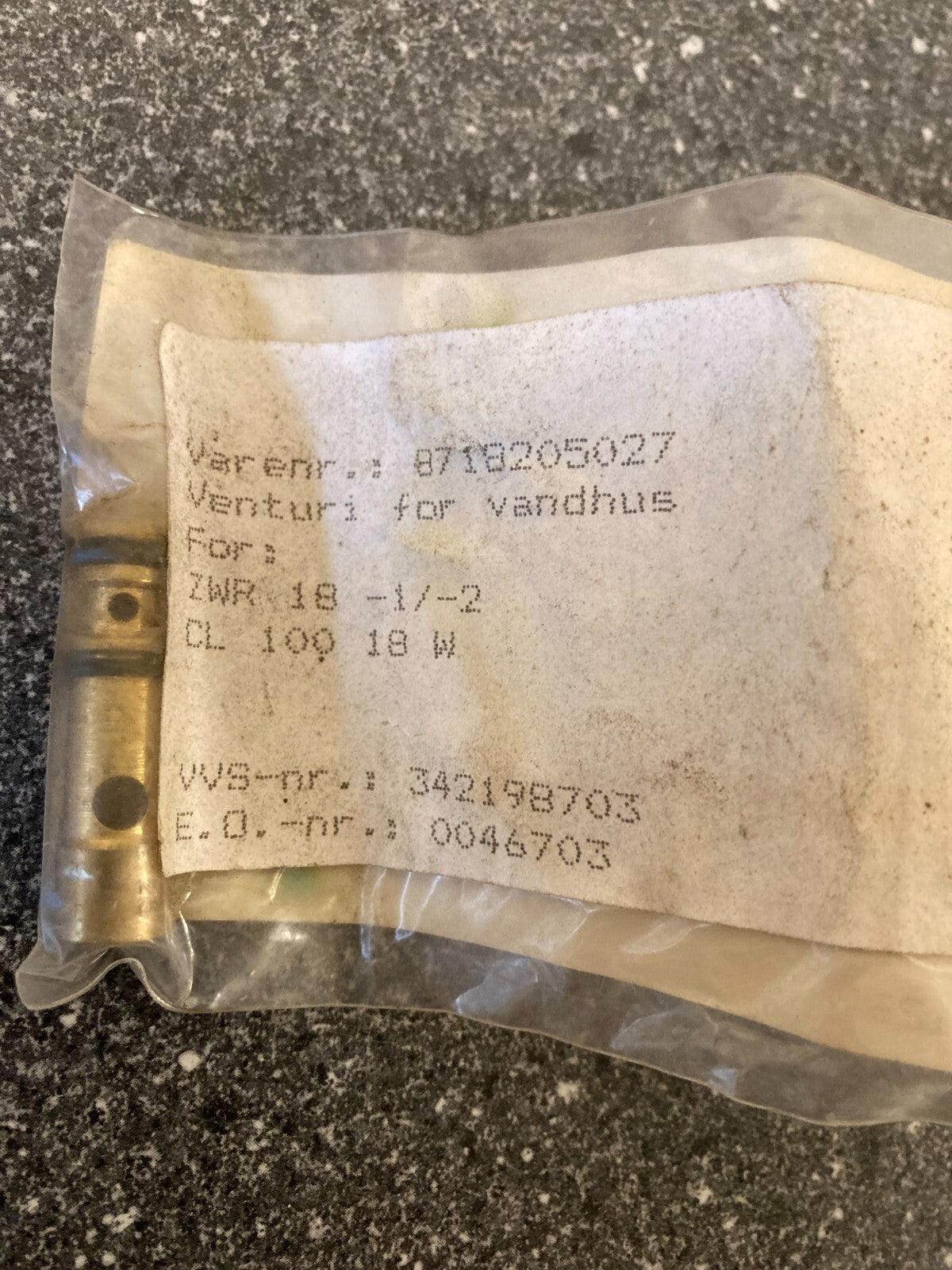 Junkers Bosch Boiler Venturi Valve PN: 8718205027 - NOS Original ZR/ZSR/ZWR